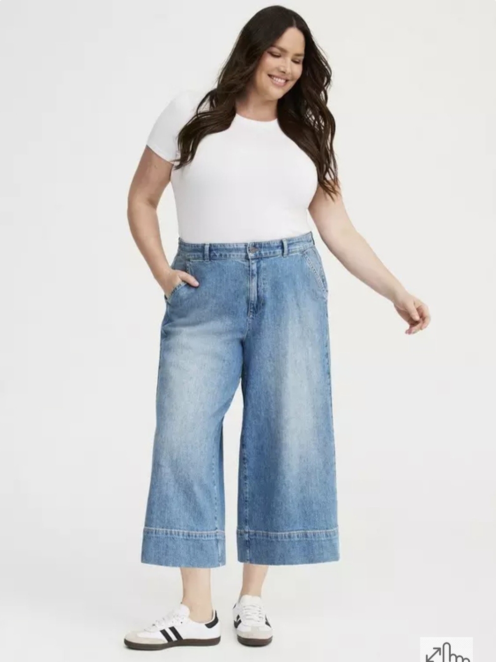 Torrid High Rise Wide Leg Culotte Jeans - Light Blue